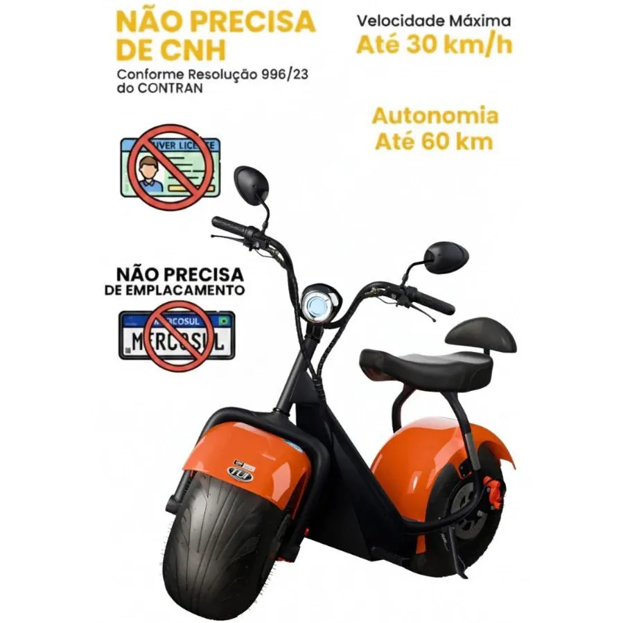 Scooter Elétrica TUI 1000W | 2 Lugares | Sem CNH | Completa - 8